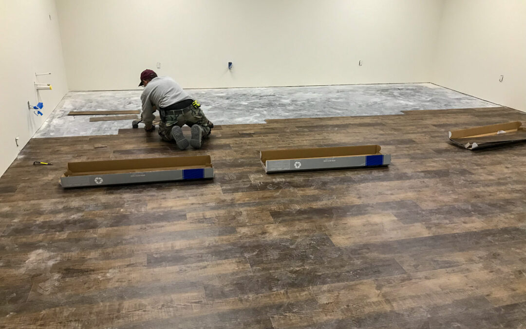 Flooring being installed