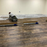 Flooring being installed