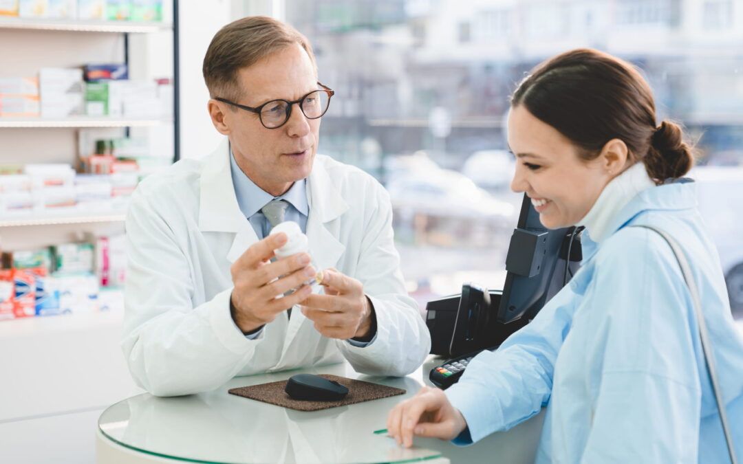 Pharmacist with customer