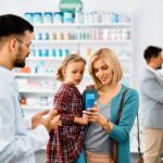 Mother at pharmacy