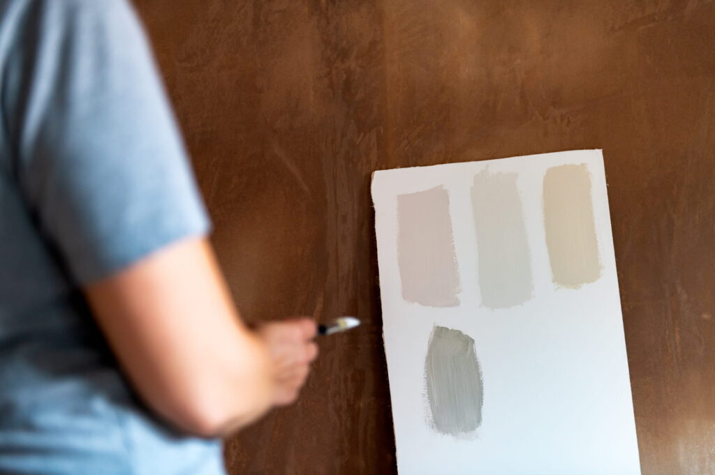 Check paint samples in different lighting paint samples