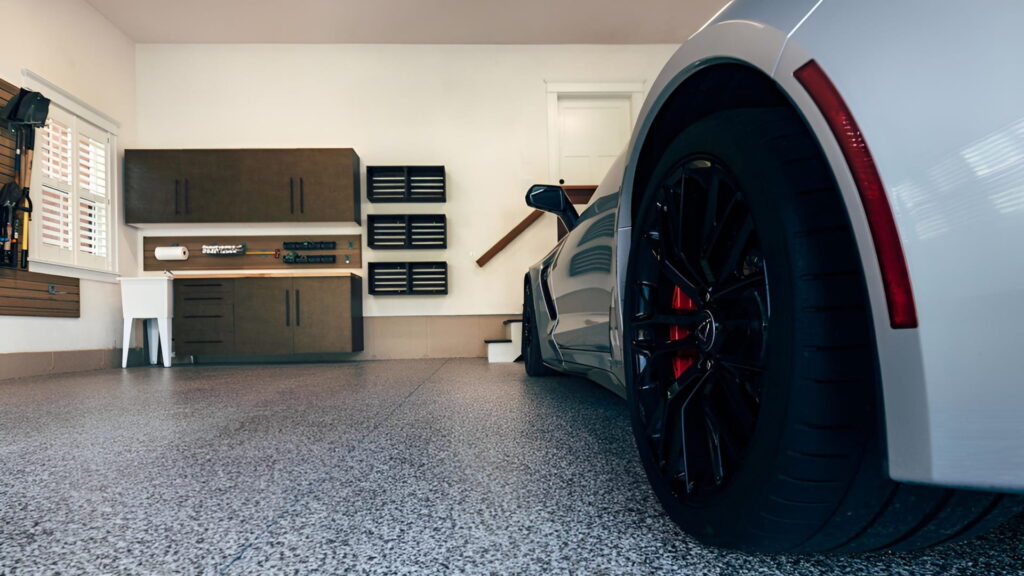 Concrete coating on a garage floor